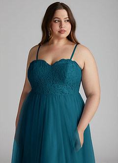 Azazie Roni Bridesmaid Dresses Ink Blue A-Line Sweetheart Neckline Tulle Convertible Dress image13