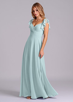 Azazie Leilani Bridesmaid Dresses Mist A-Line Pleated Chiffon Dress image4