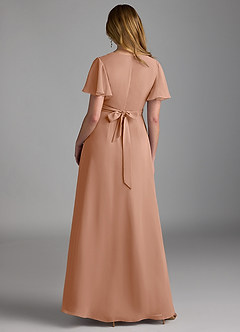 Azazie Zaniah Brautjungfernkleider A-Linie Chiffon Kleid Champagner Rosa image2