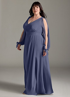 Azazie Matilda Bridesmaid Dresses Stormy A-Line Long Sleeve Chiffon Dress image11