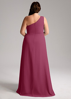 Azazie Brooke Bridesmaid Dresses Mulberry A-Line One Shoulder Chiffon Dress image9
