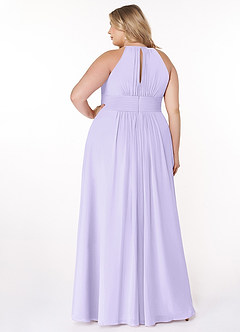 Azazie Bonnie Bridesmaid Dresses Lilac A-Line Keyhole Ruched Chiffon Dress image7