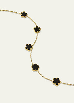 front 18K Gold Plated Stainless Steel Five-Leaf Clover Charm Necklace