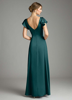 Azazie Omari Bridesmaid Dresses Pine A-Line Stretch Satin Dress image2