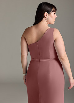 Azazie Liza Bridesmaid Dresses Desert Rose Mermaid One Shoulder Chiffon Dress image11