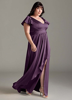 Azazie Omari Bridesmaid Dresses Plum A-Line Stretch Satin Dress image11