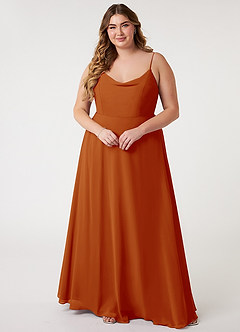 Azazie Daenerys Bridesmaid Dresses Paprika A-Line Cowl Chiffon Dress image8