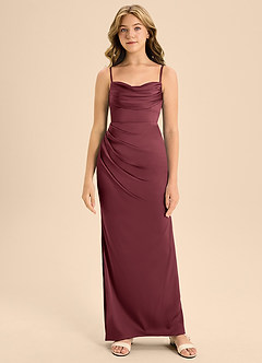 Azazie Mai Junior Merlot A-Line Sweetheart Neckline Stretch Satin Dress image5