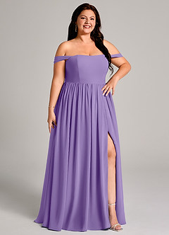 Azazie Calianna Robes de demoiselle d'honneur Robe Trapèze Convertible en Mousseline de soie Épaule décolletée Tahiti image13