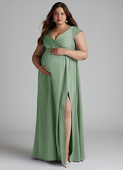 Azazie Allessia Maternity Bridesmaid Dresses A-Line Pleated Stretch Satin Floor-Length Dress image11