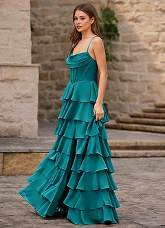 Rhythm Peacock Ruffled A-line Prom Dress image3