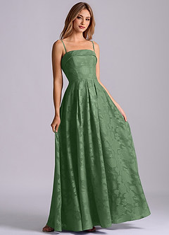 Azazie Lucienne Bridesmaid Dresses Eucalyptus A-Line Strapless Floral Burnout Dress image6