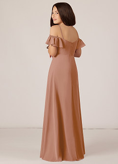 Azazie Juna Junior Robe Trapèze en Mousseline de soie Épaule décolletée Champagne Rosé image5
