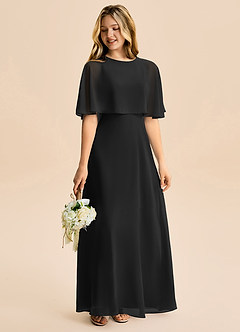 Azazie Maris Junior Abito A-Line in Chiffon Nero image6