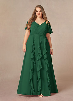 Azazie Watson Mother of the Bride Dresses Dark Green A-Line V-Neck Chiffon Dress image6