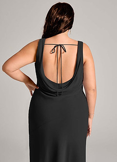 Azazie Rylina Vestidos de damas de honor Vestido de Negro de Gasa de Corte Sirena con Plisado image12