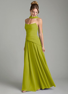 Azazie Gabriela Bridesmaid Dresses Lemongrass A-Line Corset Chiffon Dress image4