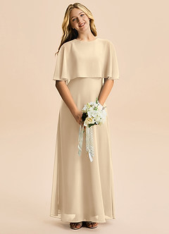 Azazie Maris Junior A라인 쉬폰 플로어 길이 주니어 신부 들러리 드레스 image4