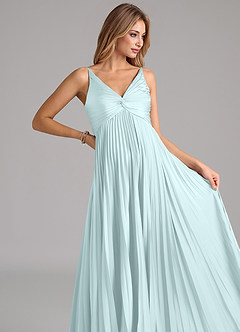 Azazie Raychelle Brautjungfernkleider A-Linie Plissee Stretch-Satin Kleid Seegrün image7