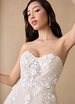 Azazie Seradine Wedding Dresses Diamond White Nude A-Line Off the Shoulder Beading Dress image7