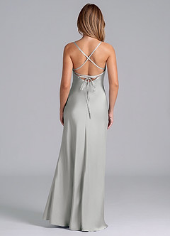 Azazie Seema Brautjungfernkleider Meerjungfrau-Linie Korsett Stretch-Satin Kleid Silber image7