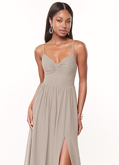 Azazie Zeya Bridesmaid Dresses Frost A-Line V-Neck Pleated Chiffon Dress image5