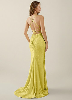 Sylvan Sorbet Citron Robe de bal corset à strass décolleté en V image2