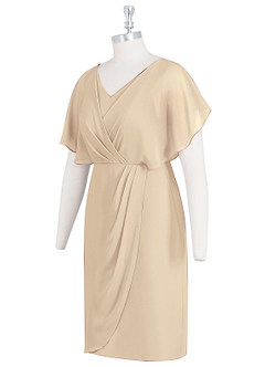 Azazie Julia Mother of the Bride Dresses Champagne Sheath V-Neck Pleated Chiffon Dress image8