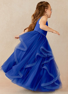 Azazie Sofia Flower Girl Dresses Royal Blue A-Line Beaded Tulle Dress image3