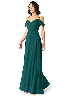 Azazie Tancie Bridesmaid Dresses Peacock A-Line Off the Shoulder Chiffon Convertible Dress image3