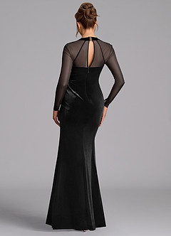 Azazie Megan Bridesmaid Dresses Black Mermaid Long Sleeve Mesh Dress image2