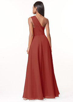 Azazie Ashley Brautjungfernkleider A-Linie Gestreift Chiffon Kleid Terrakotta image2