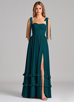 Azazie Anastacia Brautjungfernkleider A-Linie Herzausschnitt Chiffon Kleid Kiefer image6