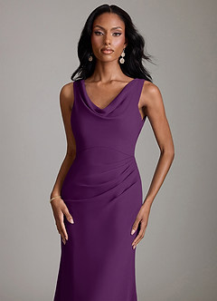 Azazie Linelle Robes de demoiselle d'honneur Robe Sirène en Mousseline de soie Plissée Grain De Raisin image3