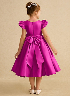 Azazie Pearl Abiti da Ragazza di Fiori Abito Principessa in Raso Opaco Plissettato Fucsia image2
