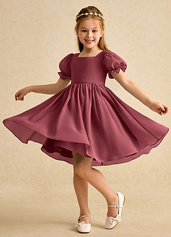 Azazie Jolie Blumenmädchenkleider A-Linie mit ärmel Chiffon Kleid Merlot image3