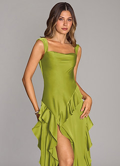 Azazie Sloane Bridesmaid Dresses Lemongrass A-Line Sweetheart Neckline Stretch Satin Dress image3