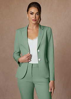 front Whitney Matcha Structured Stretch Full Length Pants Suit