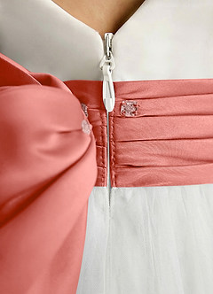 Azazie Sosie Flower Girl Dresses Ivory Salmon Pink A-Line Pleated Tulle Dress image5