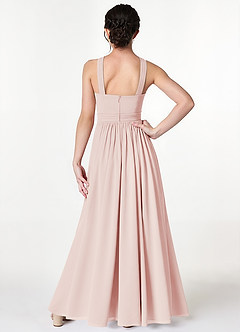 Azazie Jiya Junior Vestido de Pétalo De Rosa de Malla de Corte En A con Plisado image2