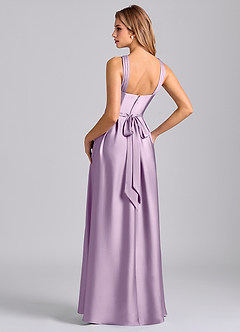 Azazie Dixie Bridesmaid Dresses Frosted Lilac A-Line Pleated Stretch Satin Dress image5