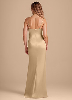 Azazie Camila Robes de demoiselle d'honneur Robe Fourreau en Satiné métallisé Encolure en Forme de Cœur Champagne image5
