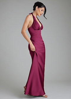 Azazie Torrance Bridesmaid Dresses Red Plum Mermaid Corset Stretch Satin Dress image7