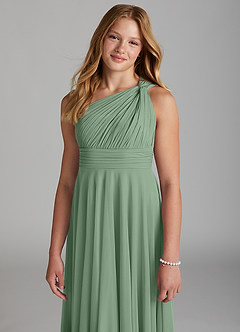 Azazie Charlize Junior Abito A-Line in Maglia Matcha image6