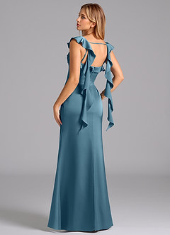 Azazie Adi Robes de demoiselle d'honneur Robe Trapèze en Satin extensible Plissée Bermude image6