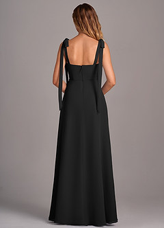 Azazie Debra Bridesmaid Dresses Black A-Line with Pockets Chiffon Convertible Dress image3