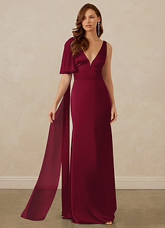 Christian Siriano Bridal for Azazie 1011 Bridesmaid Dresses Burgundy Mermaid Bow Stretch Satin Dress image6