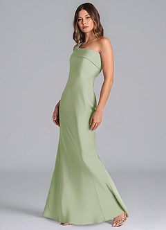 Azazie Driea Robes de demoiselle d'honneur Robe Sirène en Satin extensible Ue épaule Vert Sauge image6