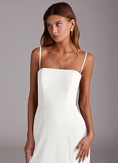 Azazie Wren Bridesmaid Dresses White A-Line Strapless Chiffon Dress image2