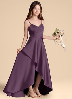 Azazie Prisha Junior Klä av A-Line i Stretch Satin Plisserad image8